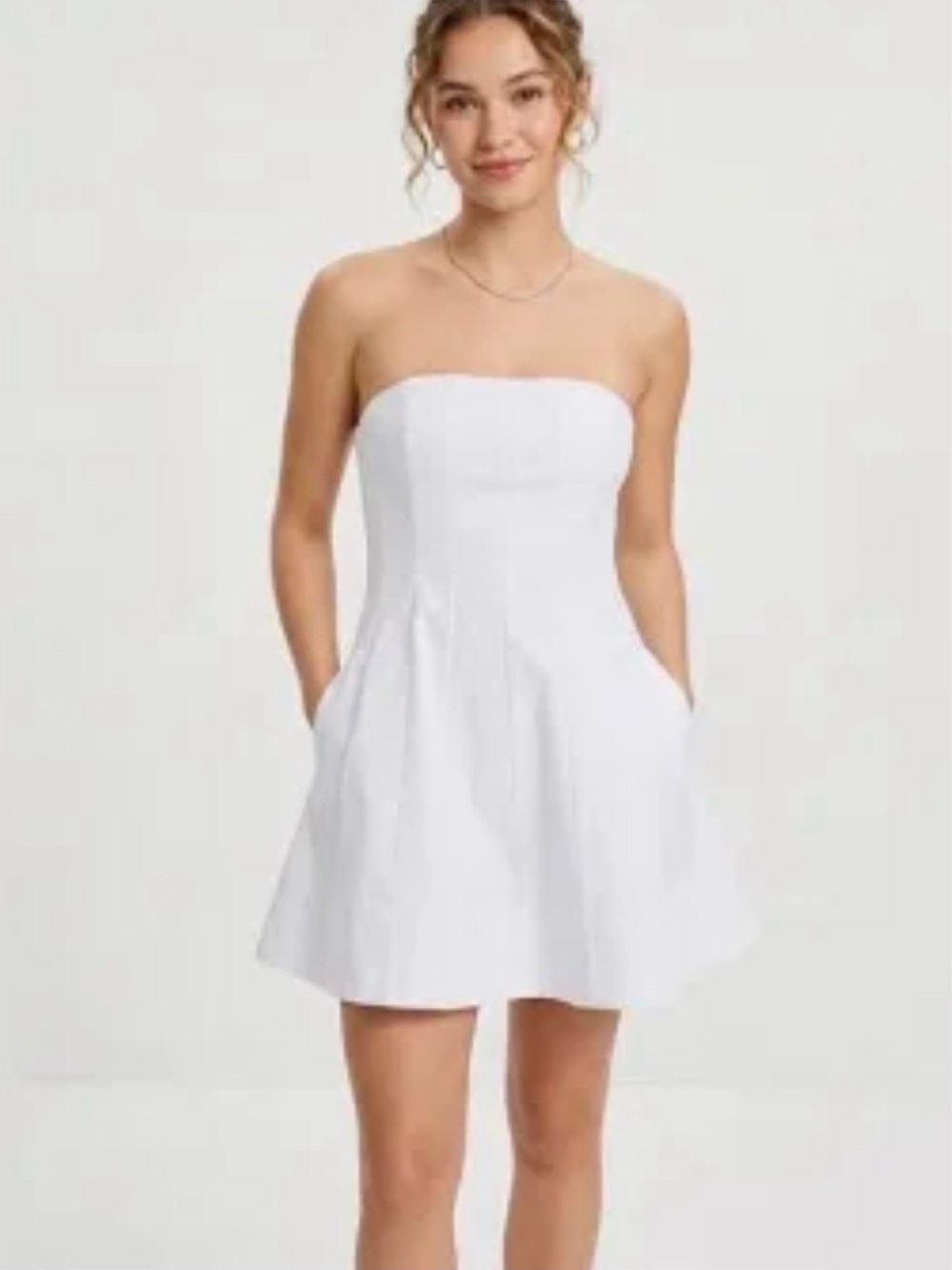 Aqua Strapless White Fit-and-Flare Mini never worn just pressed.